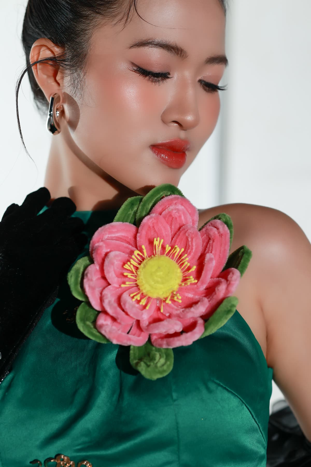 Floral Satin Close-Up